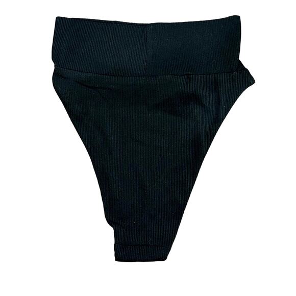NWT Aerie Ribbed High Cut Cheeky Bikini Bottom Black Size XXS - Picture 4 of 7